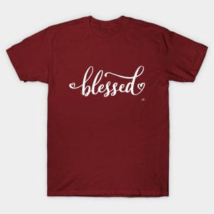 Blessed Word Art Design with Hearts T-Shirt